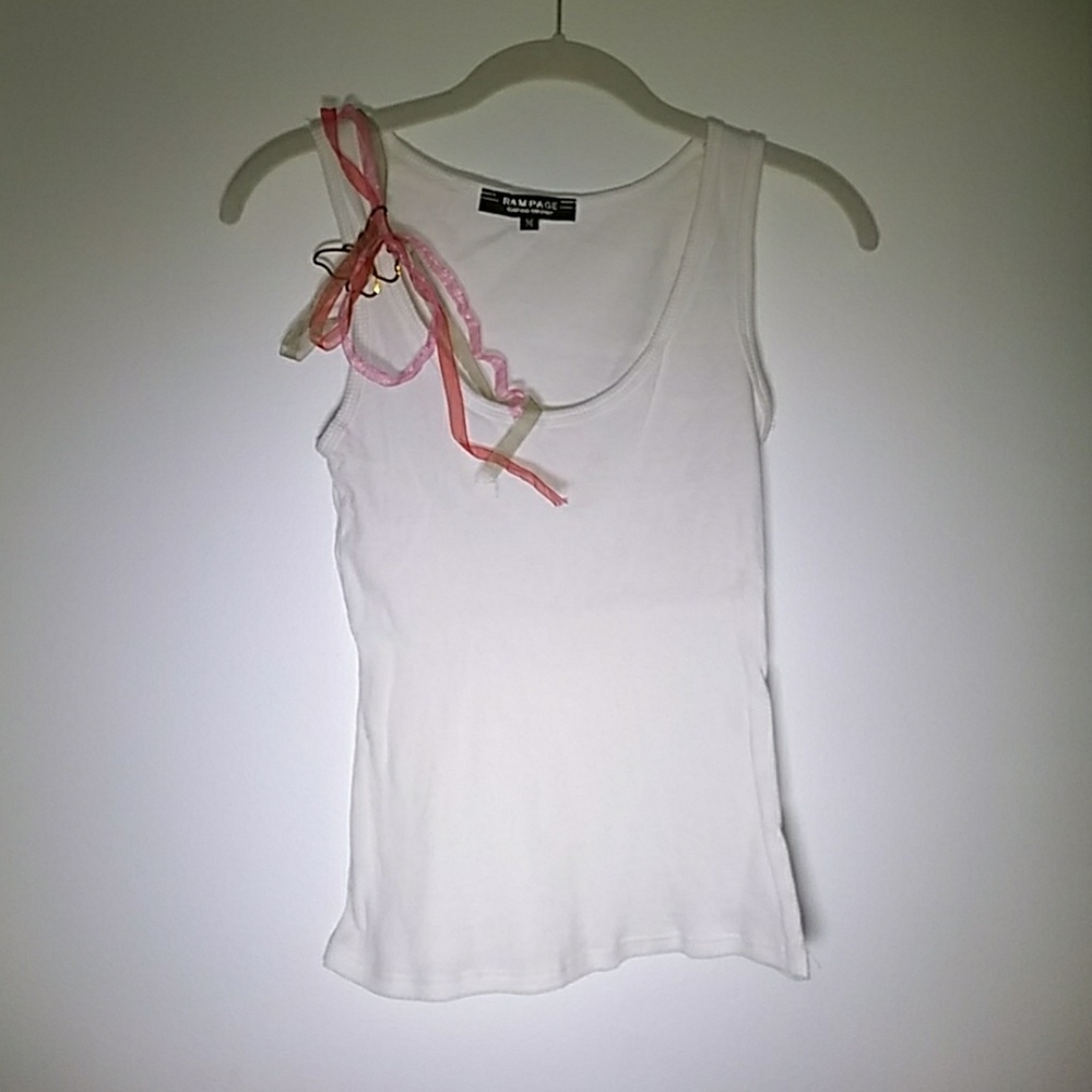 Rampage butterfly ribbon white tank Junior medium